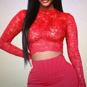 Lost for words Lace Mini Dress -Red (from fashion nova)